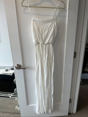 Indah White Lace-Trim Maxi Dress